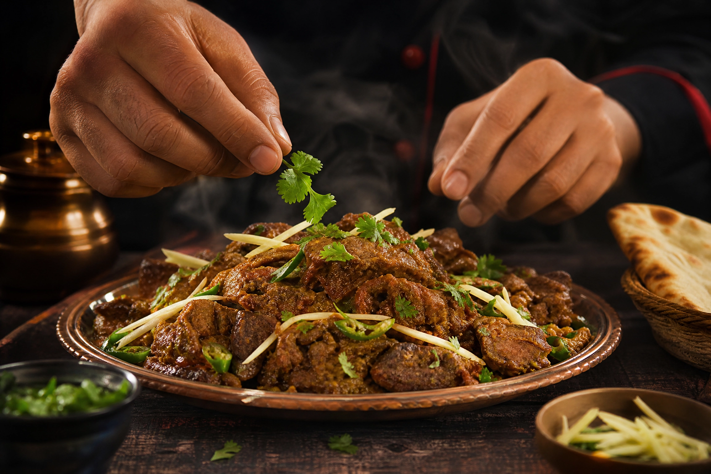 Chef plating a Pak Eaton dish